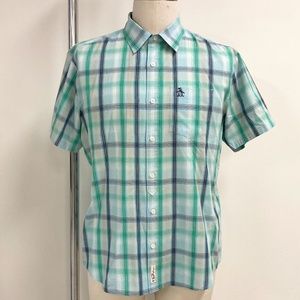 Men’s short sleeved Original Penguin Plaid Shirt Size L
